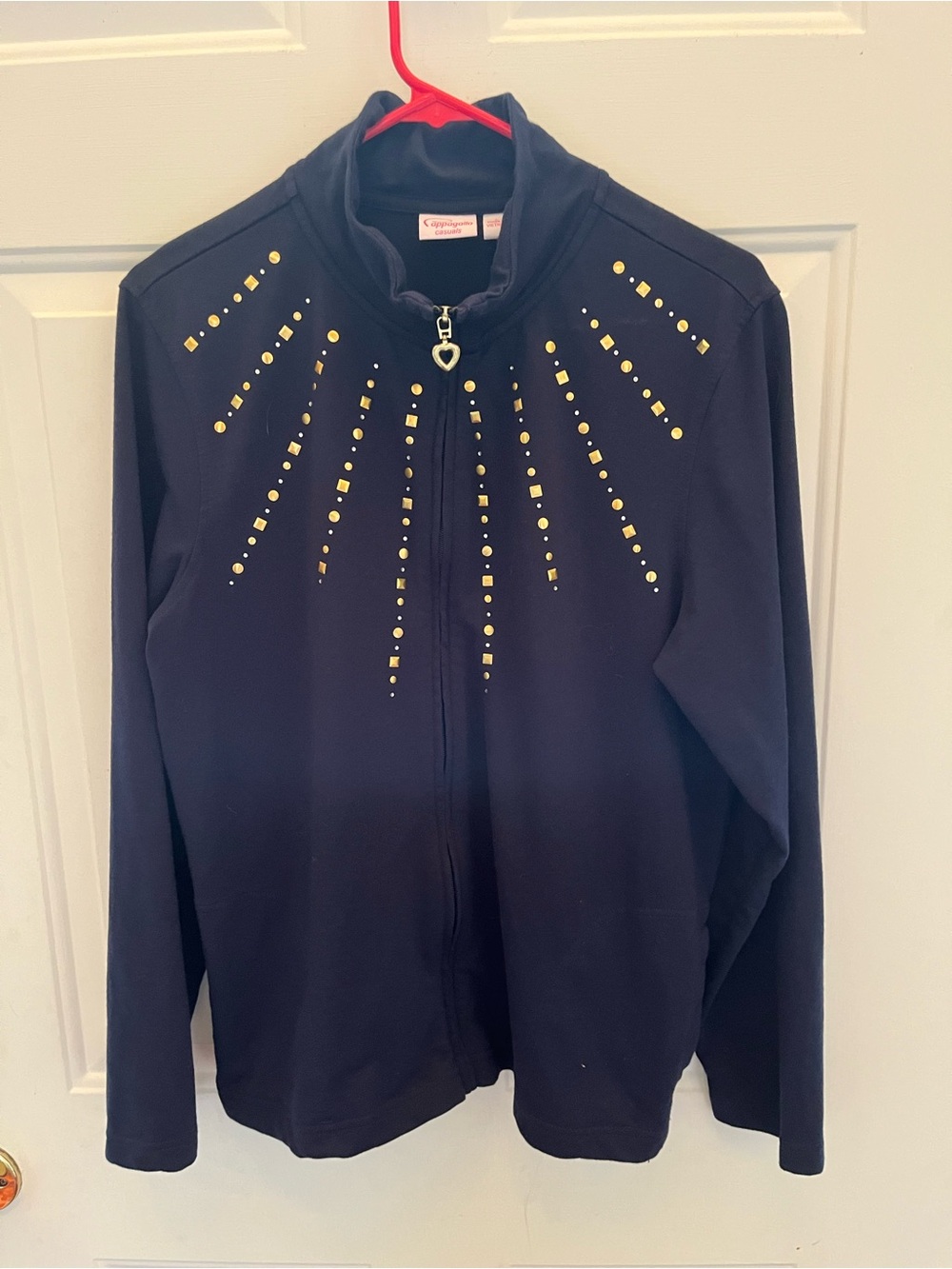 Pappagallo Navy Zip-Up Jacket with Gold Stud Accents